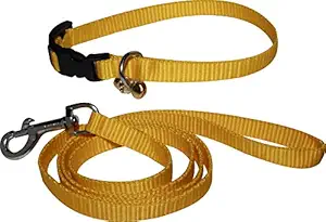 ADIOS 1/2 INCH Yellow Color Puppy & CAT Belt Dog Collar & Leash (Extra Small, Multi Color)