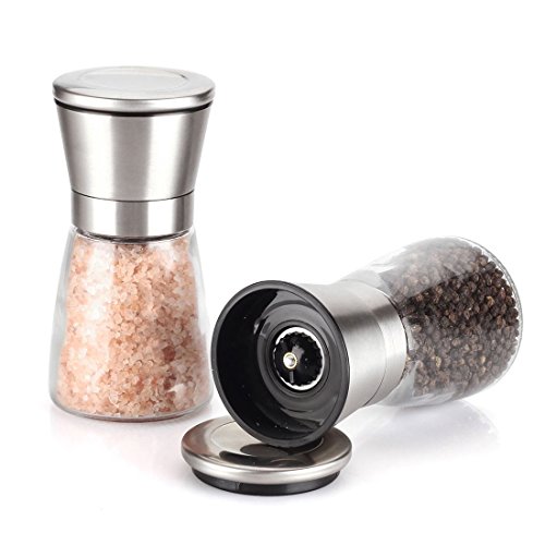 Elegante Salz und Pfeffermühle Set, Inlife Salzmühle & Pfeffermühlen Glas-Körper mit verstellbarem KeramikMahlwerk - 2