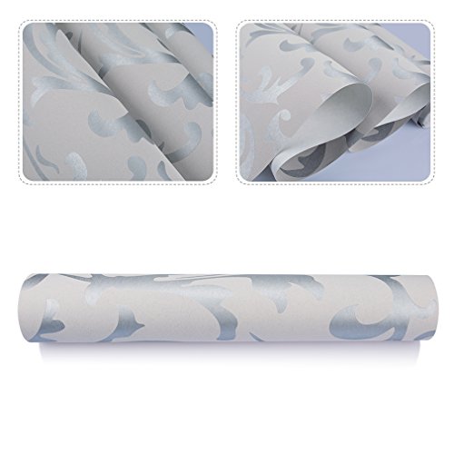 Bon Enjoy® 53cm*10M Vliestapete Vlies Wand Tapeten Wandtapete Wandtattoo Elegegant Design Silber - 3