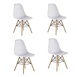 MATERIALES EXCELENTES: asiento de polipropileno HQ no tóxico, patas de madera, base metálica de espiga de metal de alambre
