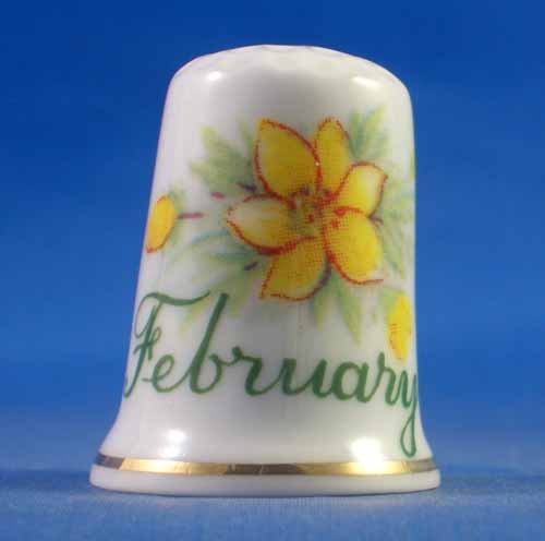 Porcelana China cobrable dedal de la flor del mes de febrero