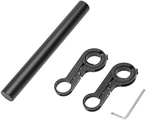 Grofitness 30mm Bike Handlebar Extension Double Clamp Flashlight Mount Holder Bicycle Handlebar Extender with Bracket Spacer (Black)