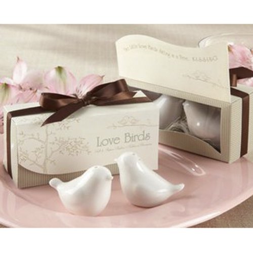 TOOGOO(R) ein Set von Liebes-Vogel-Keramik Salz- und Pfefferstreuer Personalisierte Hochzeit Bevorzugungen – Weiss - 2