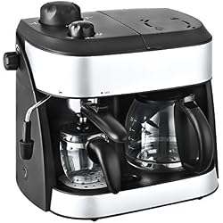 Team Kalorik Machine à Café et Expresso 2-en-1, Avec 2 verseuses Incluses (1.25 L + 0.24 L), 1800 W, Noir/Argenté, TKG EXP 1001 C