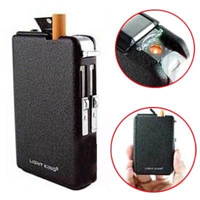 Preisvergleich Produktbild Nick and Ben 1x Zigarettenetui mit grüner Sturmflamme, Nachfüllbar, Etui