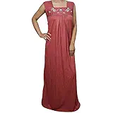 Indiatrendzs Women Nighty Hosiery Maroon Sleeveless Sleepwear (Chest : 46)