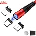 Produktbild Magnet-USB C-Beleuchtung Micro-USB, QC3.0-Schnellladekabel, rund, magnetisch, 3 in 1, mit geflochtenem LED-Nylon, kompatibel für Android-Telefone und mehr. (Rot / 3,3 ft)