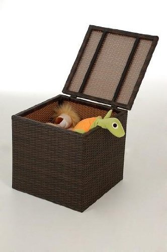 VIVANNO Hocker „Palu“ mit Kissen Wäschebox aus Polyrattan, bicolor braun - 3