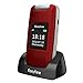 Price comparison product image Easyfone Prime A1 3G Senior Unlocked SIM-Free Flip Mobile Phone, Big Button Hearing Aids Compatible Easy-to-Use Mobile Phone with Charging Dock(Red)