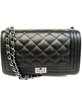 SUPERFLYBAGS Damen handtasche Schultertasche Echtes Leder Gesteppte Nappa model Loira Made in Italy