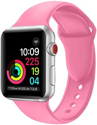 Apple Watch Strap 38mm,Soft Silicone Band Replacement Wrist Strap for Apple Watch Sport Series 3 Series 2 Series 1 (38mm Bright Pink)
