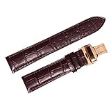 23mm braun deluxe Lederarmbänder Männer / Riemen Ersetzungen seidenmatt lackiert gepolstert mit Gold Faltschließe stieg