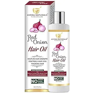 Avoka Naturals Red Onion Hair Oil For Men & Women Hair Oil for Strong & Healthy Hair, Suitable for All Hair Types, Onion Oil Prevents Hair Fall (200ml)