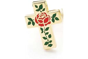 THE MASONIC COLLECTION Insignia de Croix rosa chapada en oro, moderna y ligera, accesorio de regalo para hombres masones, Rosa