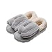 Cute Cartoon Rabbit Plush Slippers Winter Warm Indoor Slippers for Women, GREY