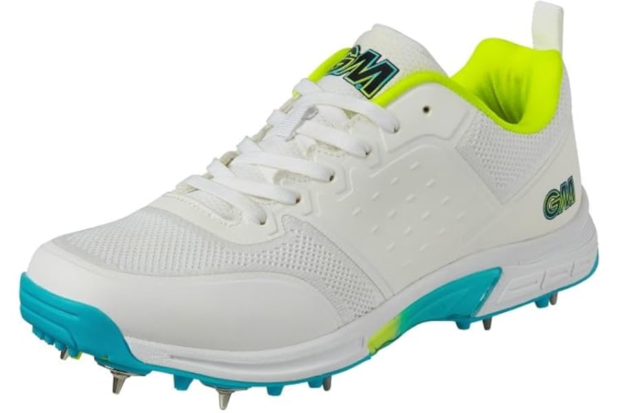Gunn & Moore GM Spike Cricket Shoes | Premium Breathable Microfibre PU Upper | 2-Tone TPU Outsole | with Moulded Pimples | Available in Sizes UK Junior 1-6 and UK 7-13