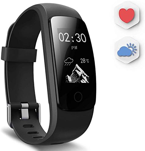 Ausun Fitness Tracker, 107HR Plus Waterproof Heart Rate Wristband with Multi-Sports Mode, Smart Watch, Black