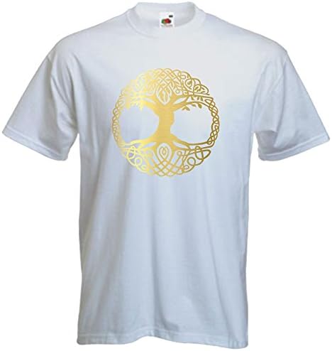 Red planet Tree Of Life Tshirt Mandala Sacred Geometry Indie Yoga Spiritual Tee Gift Mens Short Sleeved Cotton TshirtWhiteMedium
