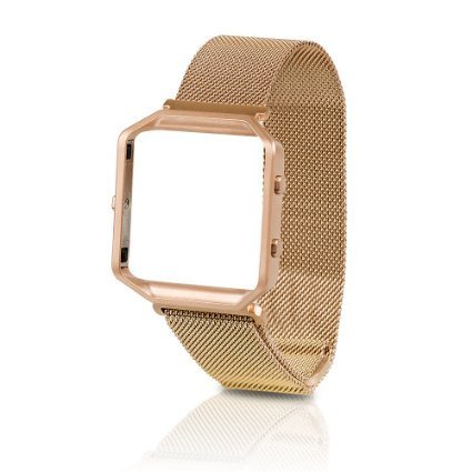 Band für Fitbit Blaze mit Metallrahmen, Wearlizer Milanese Loop Smart Watch Band, Ersatz Edelstahl Armband für Fitbit Blaze