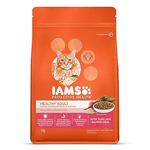IAMS Proactive Health, Healthy Adult (1+ Years) Dry Premium Cat Food with Tuna & Salmon Meal, 1 Kg