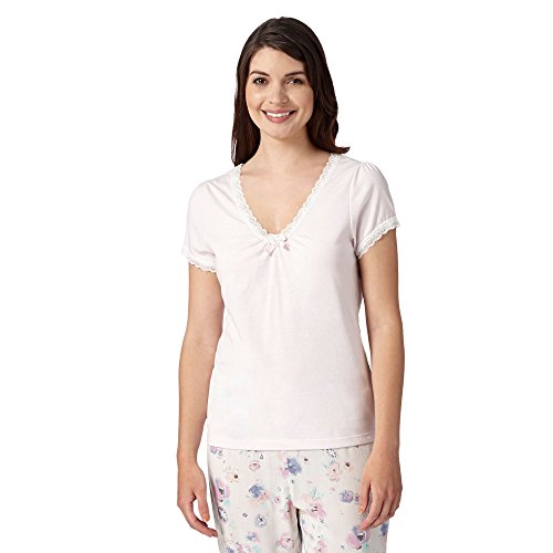 Lounge & Sleep Womens Pink Lace Trim Pyjama Top 16