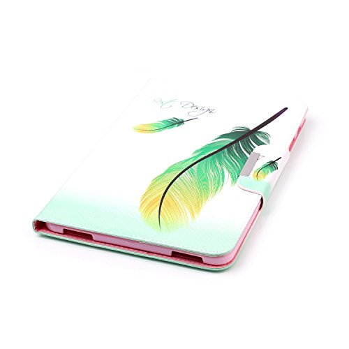 Samsung Galaxy Tab A 10.1 T580 Ledertasche Smart Cover,Samsung Galaxy Tab A T580 Hülle,Ekakashop Ultradünn Fashion Bunt Gelbgrüne Federn Muster Painting Flip Cover im Bookstyle Kunstleder Schutzhülle Magnetverschluss PU Leder Schale Ständer Hülle Case TPU Innere Tasche Etui mit Magnetverschluss Wallet Kreditkarte Card Holder Slot für Samsung Galaxy Tab A SM-T580 SM-T585 10.1 Zoll + 1x Kostenlos Ständer (Farbe zufällig) - 7