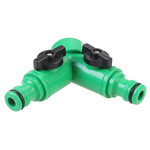 BESTOMZ Doppel-Auslaufhahn Kugelauslaufventil 2-Wege Verteiler Garten Schlauch Wasserhahn Adapter Set mit - 3