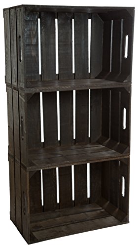 3er Set neue dunkle stabile Obstkiste „schwarz“- Stiege, aus dem Alten Land +++ Natur 54x35x30 cm - 4