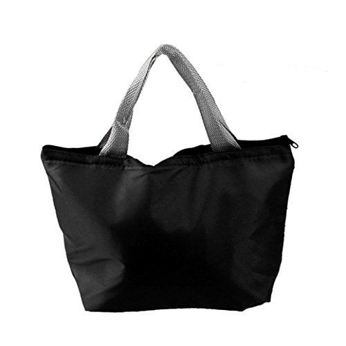 Landfox Borsa Del Pranzo Di Tote Isolata Dal Picnic Portatile Semplice Impermeabile Sana Donne Uomini (Nero)