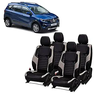 JMDi Premium PU Leather 'Renault Triber' Front & Back Seat Cover (Sc2JMDi2018051, Black--Beige)