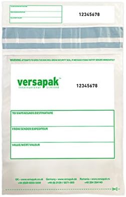 VersaSafe 100 pack Single Use Clear C4 Polybag 220x305mm. Supplied as 5 boxes of 20