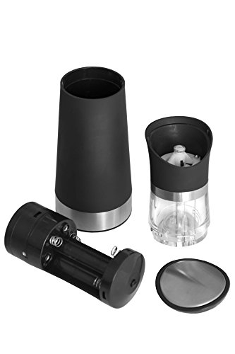 Oxid7® Pfeffermühle in schwarz mit Kippsensor und Licht | Elektrische Mühle für Pfeffer · Salz · Gewürze | Automatik Mahlwerk aus Keramik (2Stück) - 2