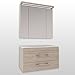 Produktbild Badmöbel Set Creme Monaco Eiche Hellbraun mit Spiegelschrank und Waschtischunterschrank mit Waschbecken 90 cm / Badezimmer Möbel / 2 Teilig / mit Soft-Close-System und LED Beleuchtung