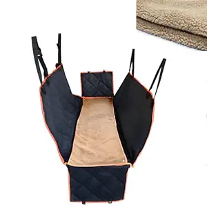 Doglay Dog Back Seat Cover with Detachable Sherpa Fleece Mat for Winter and Summer, Protector Waterproof Scratchproof Hammock Nonslip Pet Seat Cover for Cars Trucks SUVs