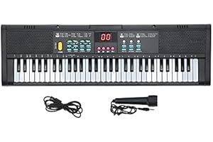 SEAFRONT Piano Électronique 61 Touches pour Enfants - Clavier Musical avec Microphone Karaoké, Haut-Parleurs, USB et Effets Sonores - Instrument Idéal Débutants (Noir)