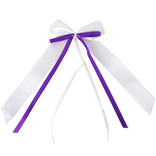 30 x Antennenschleifen Weiss & Lila Autoschmuck Autoschleifen Hochzeit Party - 2