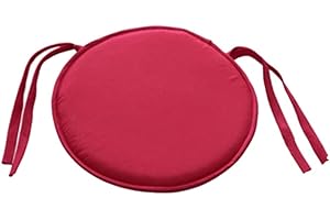 SunaOmni Cuscini Rotondi per Interni ed Esterni, Confezione da 2, Morbidi, Lavabili, Rosso, Tinta Unita, Poliestere e Cotone, Laccetto