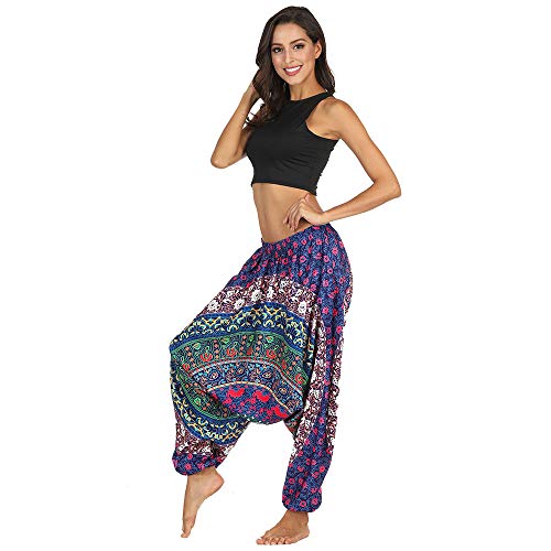 SANFASHION Pantalons Sarouel Baggy Boho Aladdin Homme Femme Pantalons Unsexy de Yoga en Vrac Casual Hiver Épaissir (Rose Vif,S)