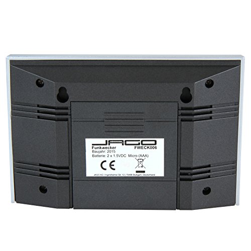Jago Funkwecker mit Mondkalender und Temperaturanzeige mit LCD-Display in 7 verschiedenen Sprachen inkl. Snooze-Funktion und Datums- Wochentaganzeige - 2
