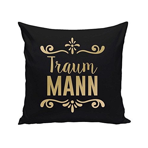 Dekokissen – Traummann – von SHIRT DEPARTMENT, schwarz-cyan - 6