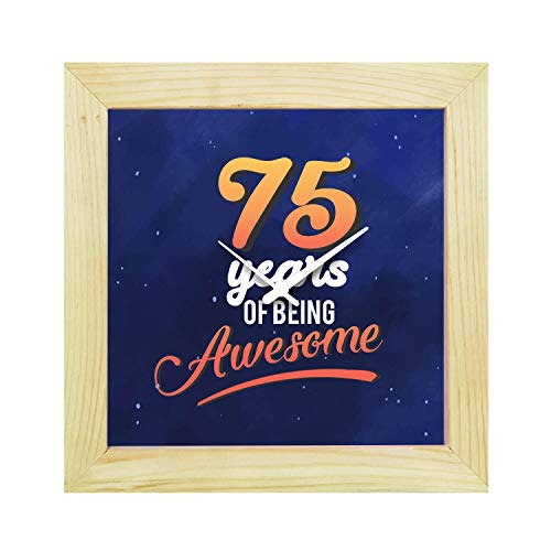 YaYa Cafe™ 75th Birthday Gifts, 75 Years of Being Awesome Canvas Wall Clock - 8 x 8 inches