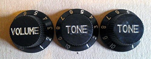 Set of 3 Pot Knobs Knob Black Stratocaster (1 V + 2T)