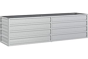 ‎VIDAXL vidaXL Garten Hochbeet Pflanzkasten Pflanzbeet Gemüsebeet Blumenbeet Blumenkasten Frühbeet Gartenbeet Blumenkübel Pflanzkübel 160x40x45cm Verzinkter Stahl Silbern