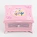 Colorful Light Jewelry Box with Mirror Rotating Ballerina Puppet Music Box Gift Pink