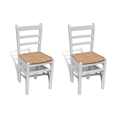 vidaXL 2 pcs Chaise de salle à manger peinture blanche