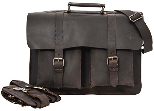 Gusti Leder studio „Edgar“ Rucksack oder Umhängetasche Ledertasche Laptoptasche 15,4″ Rucksack Lederrucksack Cityrucksack für Outdoor Bordtasche Unirucksack Arbeitstasche Klassiker Büffelleder Echt Leder Vintage Elegant Damen Herren Antikbraun 2M2-26-54 - 6