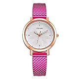 Frauen Uhren,Moeavan Damen Quarzuhren Damen Blume Simple Style Round Dial Lederband Casual Elegant Alloy Analoge Armbanduhr Teen Girls Fashion Uhren, Damenuhren im Sale Clearance (Pink)