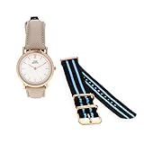 THINK POSITIVE® Damenuhr Modell SE W95 Rosa Flache Mittlere Uhr Lederband Made In Italy Und Cordora (beige)
