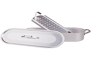 Pentole Agnelli Alma11860 Pesciera Con 2 Maniglie Inox Più Griglia E Coperchio, Alluminio Professionale 3 Mm, 60 x 17 cm