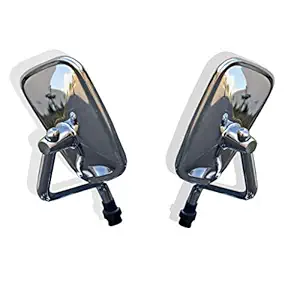 GOLSM Bike Handlebar Rear View Mirror Ractangle End Adjustable Rotatable Handle bar Side Mirror Set of 2 PCs Chrome for Bajaj Pulsar 200 NS DTS-i